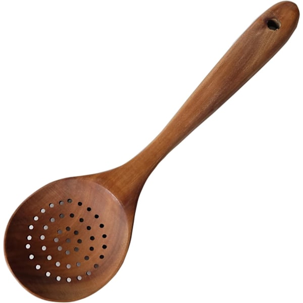 Träslev för soppa, träskimmer för non-stick, träskimmer, med halkfritt handtag, för soppslev, soppslev i teakträ