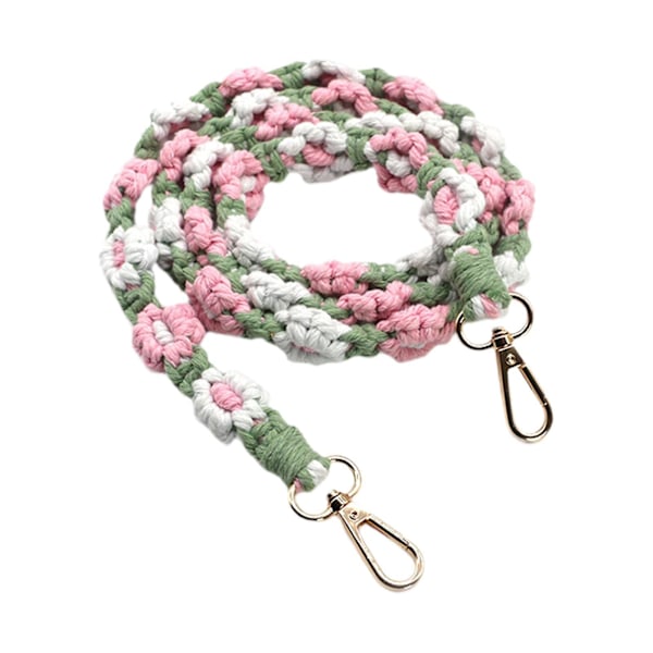 Blomst Vevd Telefonstropp Lanyard Crossbody Skulderstropp for Kvinner Nøkkelring Stil C