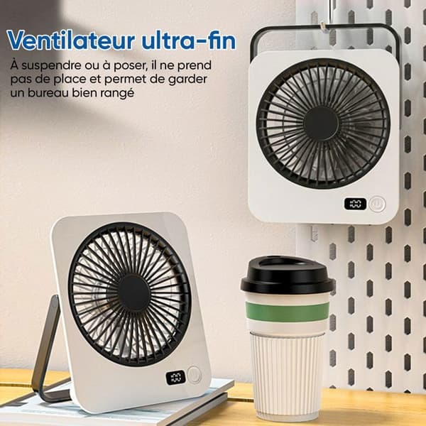 Bærbar ventilator - ULTRIXE - Standardmodel - LED-skærm - 5 hastigheder - 2000mAh batteri