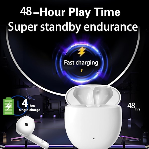 Trådlösa hörlurar, Bluetooth 5.3 in-ear hörlurar med brusreducerande mikrofon, 48 timmars speltid HiFi Stereo Bluetooth hörlurar, för iPhone/Android/IOS