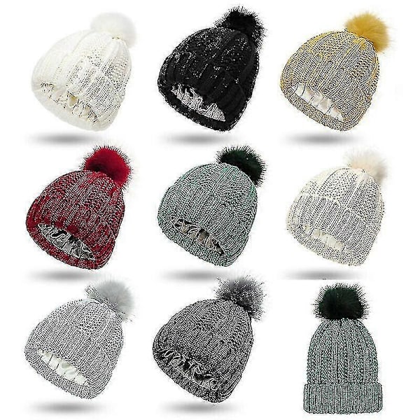 Unisex Stretch Satin Strikket Hue Fe Uld Varm Beanie Hue Huer Wine Red