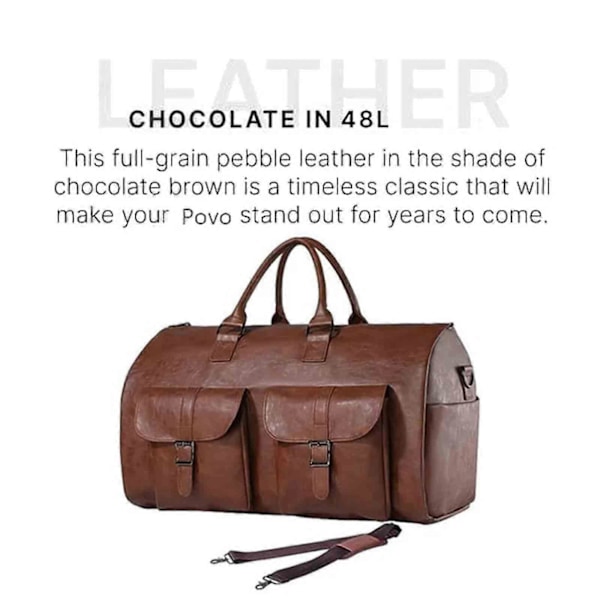 Rullende klesposer for reise, konvertibel duffel klespose rullebagger, 100% splitter ny Brown