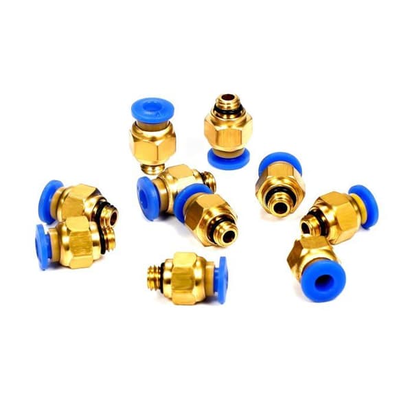 Lige pneumatisk fitting til trykluft, M6 gevind, plug-in forbindelse, 4mm, 10 stk, PC4-M6