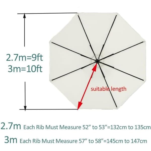 3m Parasolovertræk – Højkvalitets Polyester – Vandtæt og UV-resistent – 8 Ribber for Optimal Beskyttelse