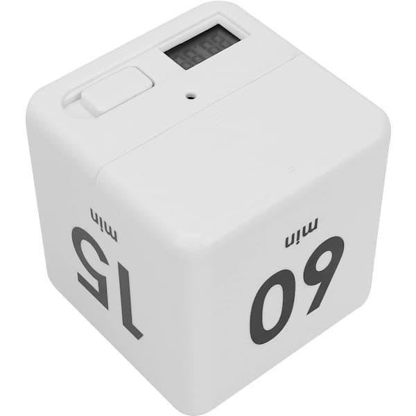 Terningtimer til tidsstyring og køkkentimer, træningstimer, roterende digital timer, workshops, Pomodori (15-20-30-60 minutter)