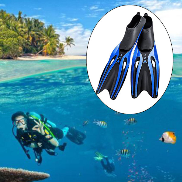 Dykfena för vuxna Hel Fot Simfötter Vattensport Nybörjare Simning Snorkling Blå Svart S