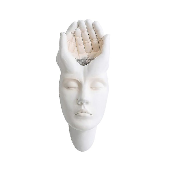 100% ny, Figur Blomkruka Resin Planter Nordisk Vit Abstrakt Konst Väggdekoration Karaktär Ansikte Vas style 2