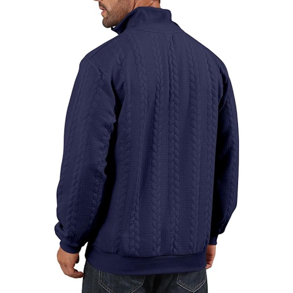 Halv dragkedja tröjor för män stickad pullover jumper långärmad jacquard tröjor grey