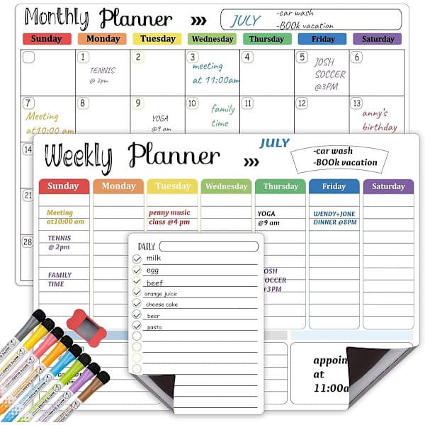 Whiteboard Kalender Kit, Magnetisk Kylskåpskalender, Vecko- och Dagslayout)