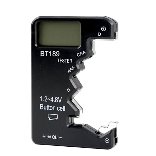Mini Digital Batteritester, ABS Universal Batteritester med Høyoppløselig LCD-skjerm for Typer D CAA N LR44 9V 6F22