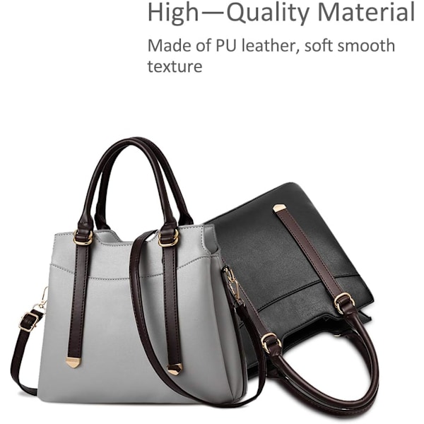 Damehåndtasker, Elegant Tote Bag med Top-Håndtag, Skuldertaske, Patent Læder Håndtaske, Arbejdstaske til Damer Gris claro