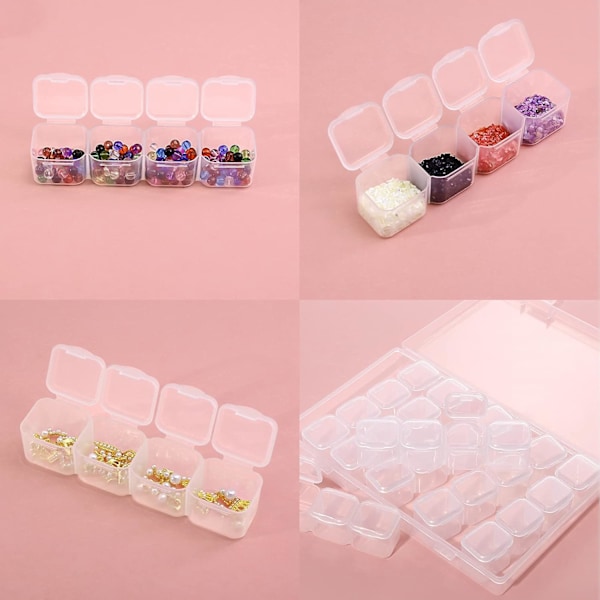 28 Rom Diamantboks Klar Plast Smykker Håndverk Oppbevaringsbeholder Diamantmaling Broderi DIY Kunst Håndverk Tilbehør Organizer Etui