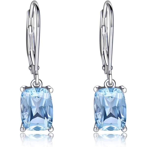 Ekte 925 Sterling Sølv Himmelblå Topas Dråpe Øredobber Elegant Edelsten Bryllup Forlovelse Smykker For Kvinner Gaver