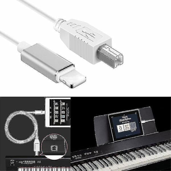 Lightning til Type B MIDI-tastaturkonverter USB 2.0-kabel kompatibel med iPhone 7 8 X iPad