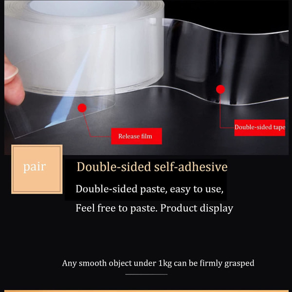 Dubbelhäftande Nanotape Transparent 1M Längd Transparent