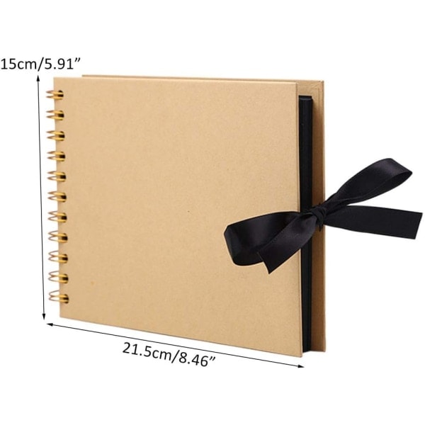 Fotoalbum 30 ark 60 sider Album &agrave; Kraftpapirspiraler Album DIY Scrapbook Khaki 21,5x15cm
