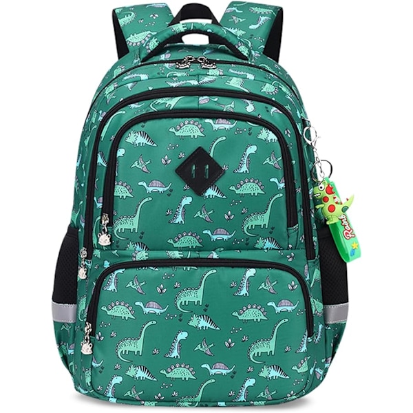 Barnesekk Grunnskole Sekker Ungdomsskole Sekk Student Sekk Gutter Sekker Jenter Sekk Multi-lomme Skolesekk Dark Green Dinosaur