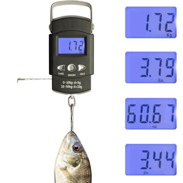 Kalastusvaaka - CAMPTECK - U6847 - 50kg/110lbs - LCD-näyttö - Mittanauha