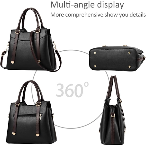 Damehåndtasker, Elegant Tote Bag med Top-Håndtag, Skuldertaske, Patent Læder Håndtaske, Arbejdstaske til Damer Negro
