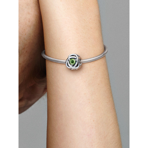 - August Spring Green Eternity Circle Charm - Sterling sølv