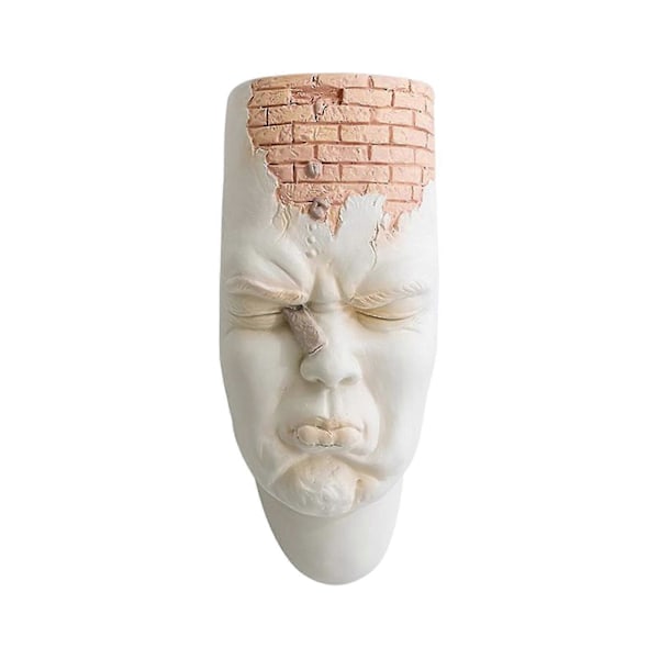 100% ny, Figur Blomkruka Resin Planter Nordisk Vit Abstrakt Konst Väggdekoration Karaktär Ansikte Vas style 3