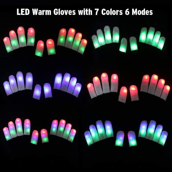 2-pack Barn Lätta Vantar, Barn Finger Ljus Blinkande LED Varma Vantar