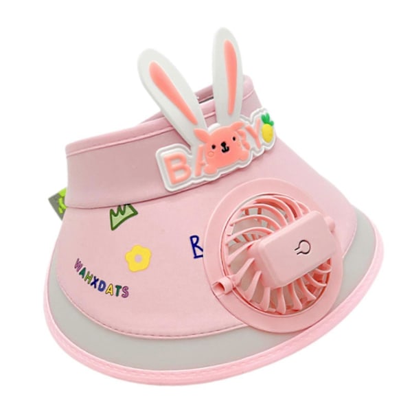 Solskärm Keps med Fläkt USB-driven Solhatt Inbyggd Fläkt för Flickor Pojkar Barn Strand Rosa Pink M