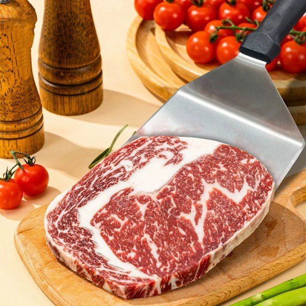 Stekspade, stekspade i rostfritt stål, 5\" bred burgarspade - Kraftig hamburgerstekspade för grillning, barbecue, platt grill