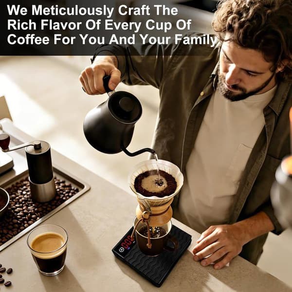 Kaffevægt med timer, genopladelig køkkenvægt med automatisk timer og flowfunktion, præcisionsvægt
