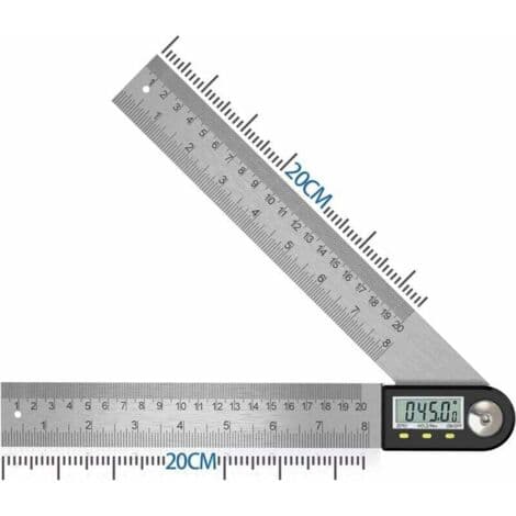 Digital vinkelmåler 0-360° – Inclinometer i rustfrit stål – LCD til præcise målinger – 400 mm længde til træbearbejdning