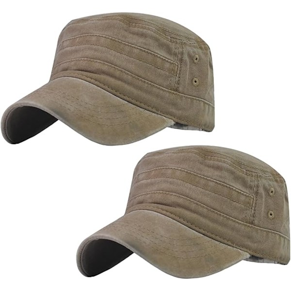 2 Stykker Militær Stil Kasket, Militær Kasket til Mænd og Kvinder, Flad Top Kasket, Kadet Kasket