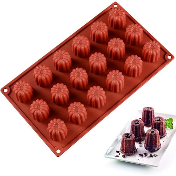 18 X Silikone Mini Cannelé Form - Cannelé Bageform - Silikone Bageform - Diameter 3,5 mm - Non-stick - Cannelé Former - Cannelé Muffinforme