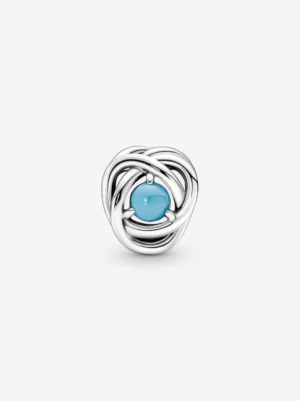 - Desember Turkisblå Evighetssirkel Charm - Sterling sølv