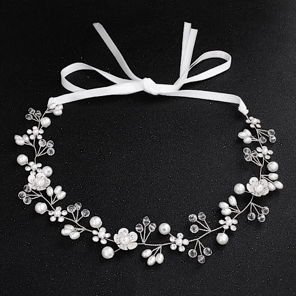 Kristallpärla Brudhårband Bohemisk Huvudsmycke Löv Hårvinranka Blomma Bröllop Håraccessoarer (Silver)