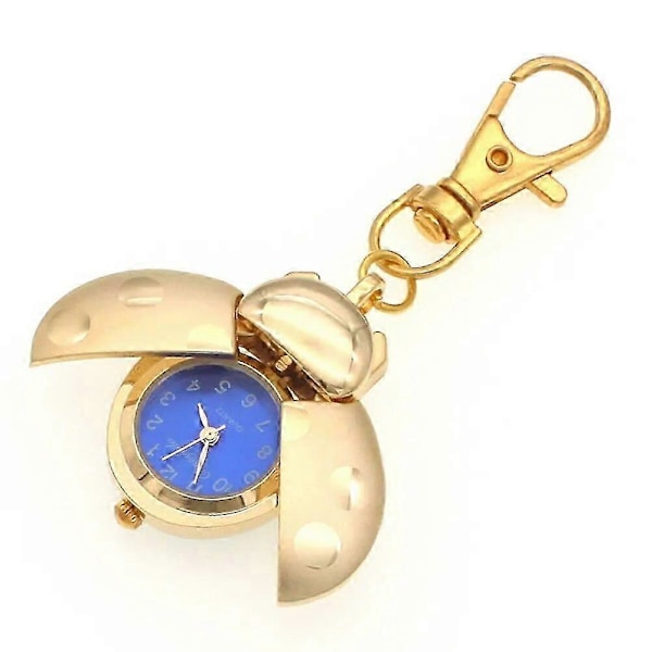 Uudet leppäkerttukellot Kuoriainen Kello naiset miehet lapset taskukello opiskelijat kvartsikello avaimenperät taskukello kaulakoru kellot kulta Blue with keyring