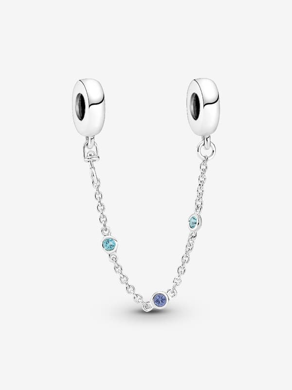 - Trippel Blå Sten Säkerhetskedja - Sterling silver