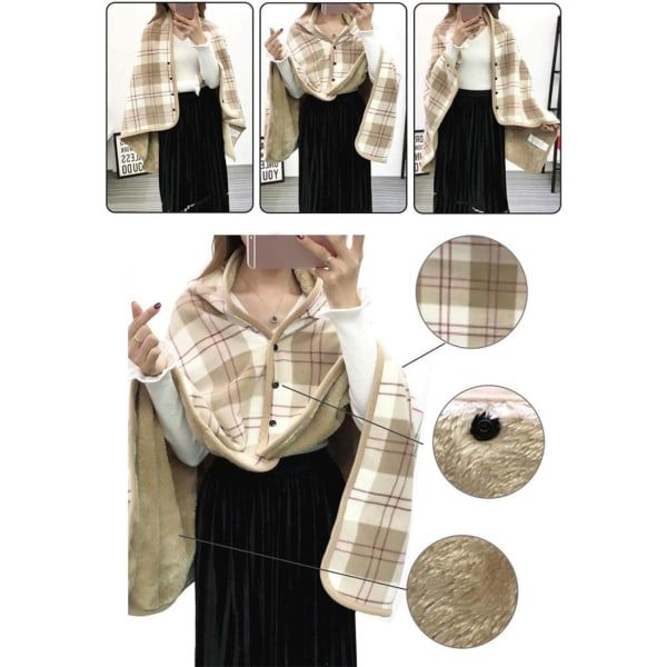 Lady Multifunktionell Dubbelskiktad Tartan Plaid Filt, Halsduk Sjal Bärbar Filt Mjuk Sjal, Stor Varm Mjuk Sjal Wrap, Filt Vinter Varm Brown
