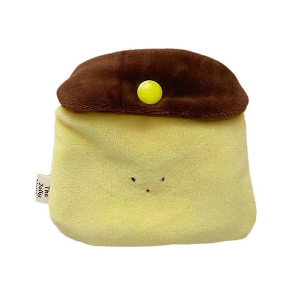 Söt Karamellpudding Myntbörs Plysch Mini Korthållare Tecknad Förvaringsväska