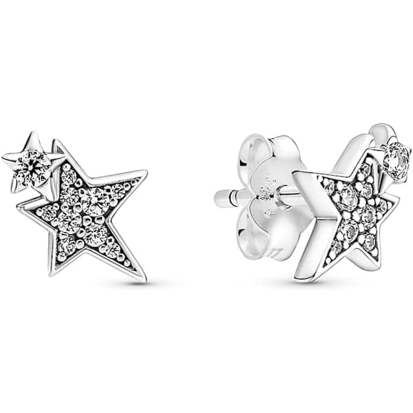 Örhängen i sterlingsilver för kvinnor med gnistrande asymmetriska stjärnor