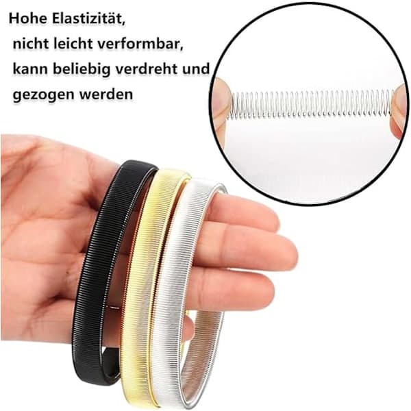Ærmeholdere - 3 par - Elastiske metal ærmeholdere - Klassisk stil - Sort/Guld/Sølv