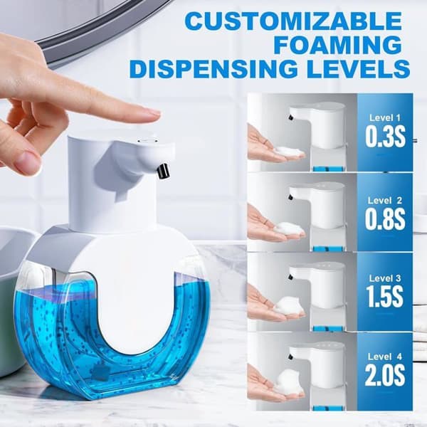 Automatisk skummande tvåldispenser - BEIJIYI - 15oz/420ml - Beröringsfri väggmontering - Vit - 420ml