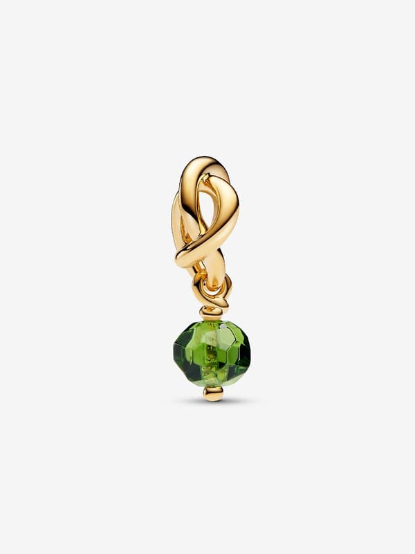 - Facetteret Spring Green Eternity Circle Dangle Charm - 14k guldbelægning