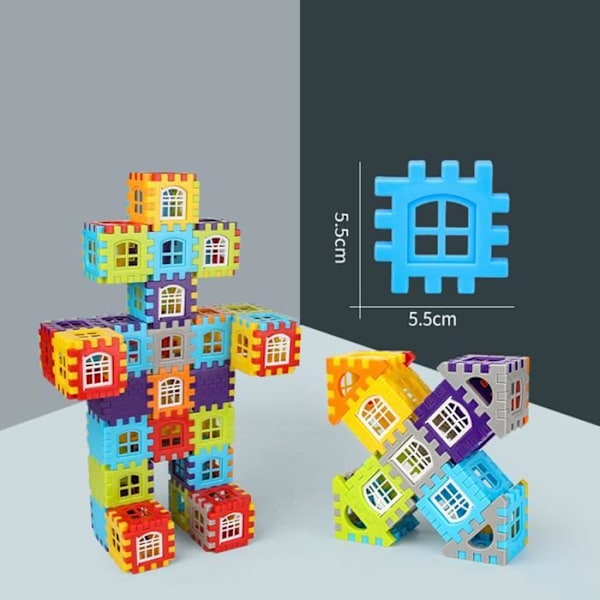 Byggleksak - Blockhus - 140 Delar - Fönsterpaneler - Ålder 3+