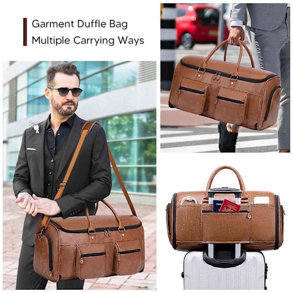 Rullekufferter til rejser, konvertibel duffel-kuffert med hjul, 100% splinterny Dark Brown
