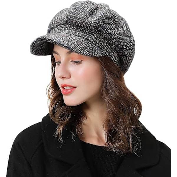 Dameberet, Newsboy-lue, Bomull, Klassisk stil, Vinterlue, Høst/vinter åttekantet beret, Passer til hodeomkrets 56-58 cm, Brun