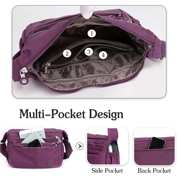 Skuldertasker til kvinder, Crossbody taske, Ultralet telefontaske, til arbejde, fest, bryllup, Vandtæt nylon Crossbody taske Red