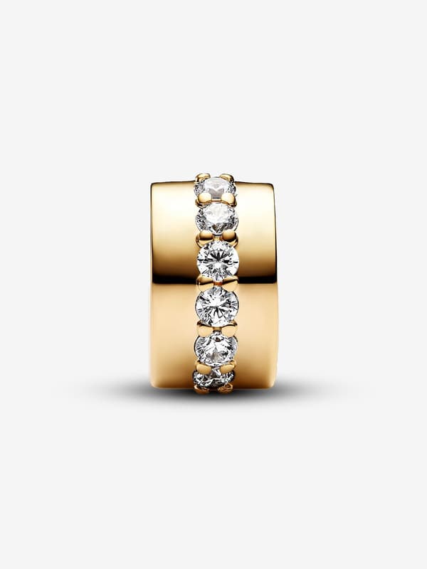 - Klar Glitrende Rad Klips Charm - 14k gullbelegg