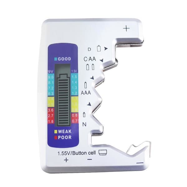 Universal Digital Batteritester Mini LCD Batteritester Kapacitetskontrol til C AA AAA DN 9V 1.5V (Sølv)