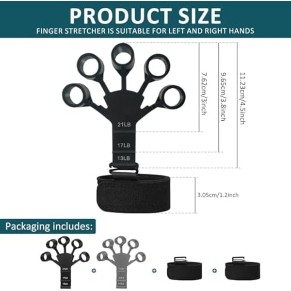 2-pack fingerförstärkare handgreppsstärkare 6 motståndsnivåer band silikon handledssträckare gitarrfingerövningstränare