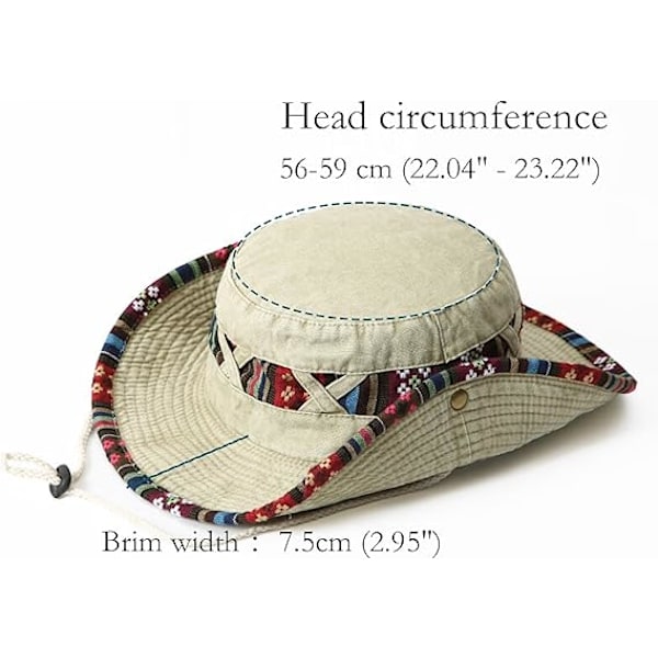 Solhatte til Mænd UV Beskyttelse Sommer Strandhat Bomuld Boonie Hat Safari Hat Bredbremmet Foldsbar Fiskehat Havevandring Hat